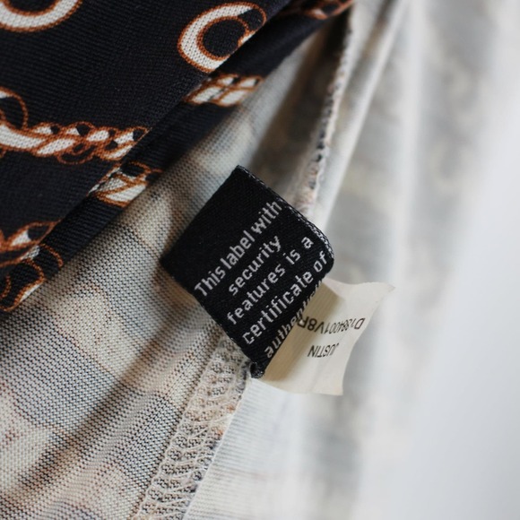 Diane Von Furstenberg Gold Chain Pattern Wrap Dress 2 Knee Length 3/4th Sleeve - Picture 7 of 7